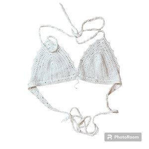 Adorable white crochet bikini top women’s xs/s summery beachy